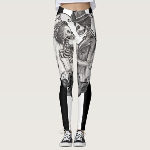 Leggings Squelette rayé couple d'amoureux danse de mariage