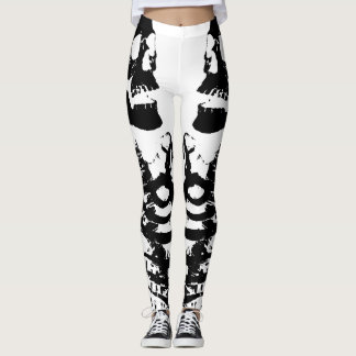 Leggings Squelettes d'image retournée blancs