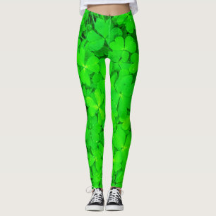 Leggings St Patrick Day Irlandais Shamrock Clovers Vert