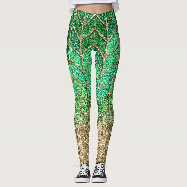 Leggings St Patrick Green Gradient Parties scintillant étin (Devant)