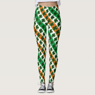 Leggings St. Patrick's Day Clover Stripes