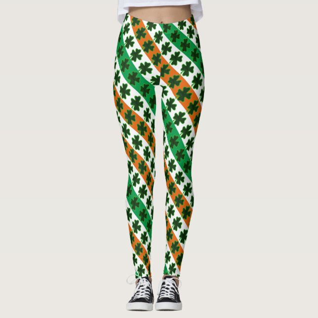 Leggings St. Patrick's Day Clover Stripes (Devant)