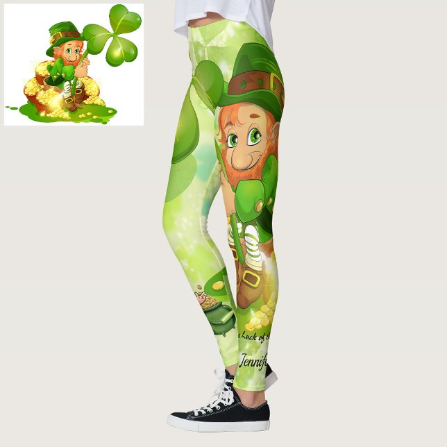 Leggings St Patrick's Day Green Leprechaun Personnaliser le (Créateur téléchargé)