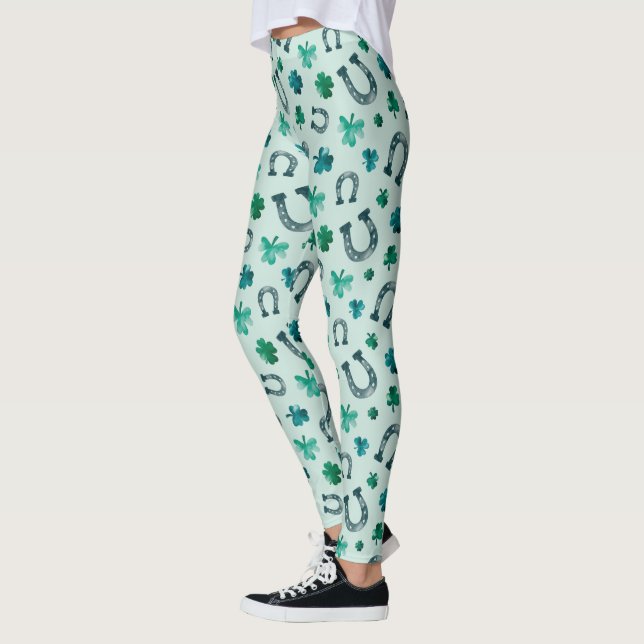 Leggings St. Patricks Day Horse Chaussure Shamrocks (Gauche)