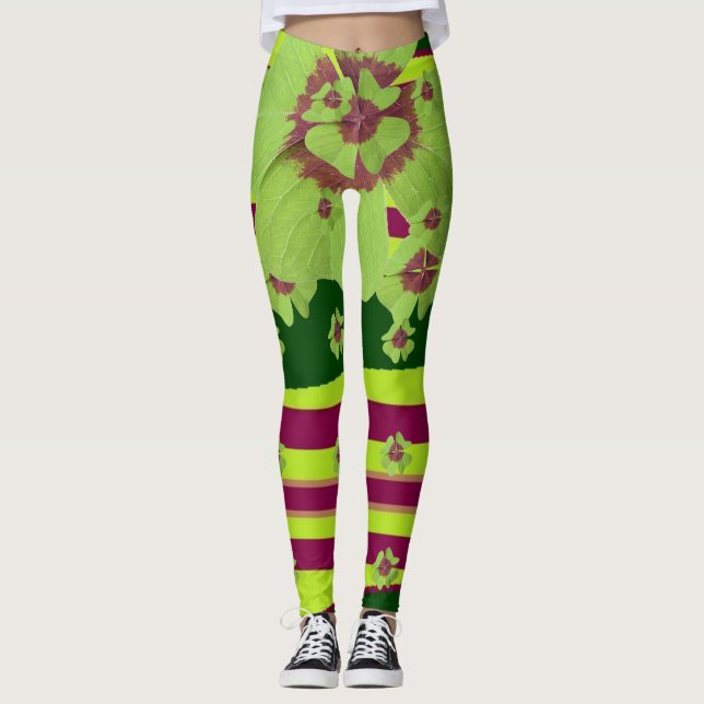 Leggings St. Patrick's - Toutes les pattes Shamrocks de Clo (Devant)