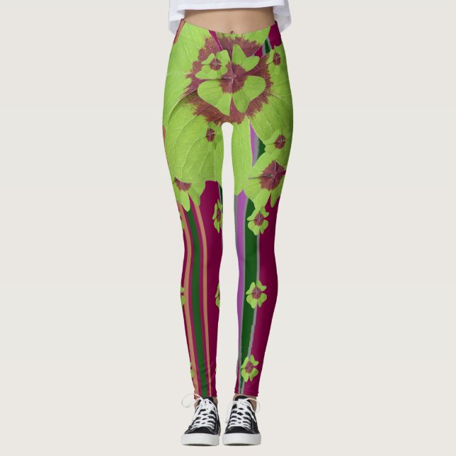 Leggings St. Patrick's - Toutes les pattes Shamrocks de Clo (Devant)
