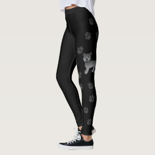 Leggings Staffie anglais bleu Chien de dessin animé mignon