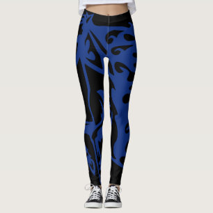 Leggings Stallion Pony Horse Steed Lightning Blue Line Art