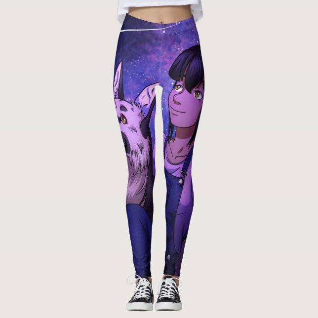 Leggings Stargazing avec un chien (Devant)