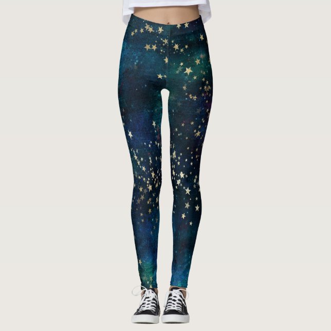 Leggings Stars d'or céleste Sky (Devant)