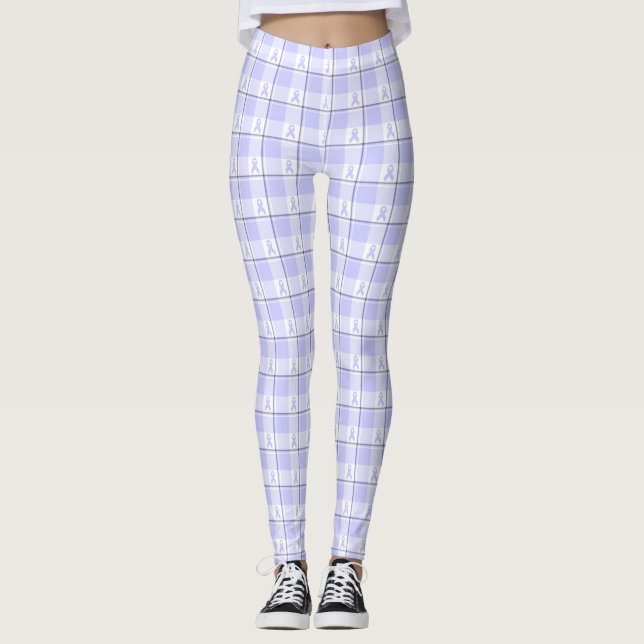 Leggings Stomach Cancer Awareness Plaid Periwinkle Ribbon (Devant)