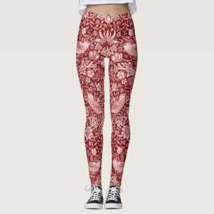 Leggings Strawberry Thief Maroon, William Morris