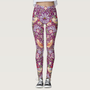 Leggings Strawberry Thief Red, William Morris