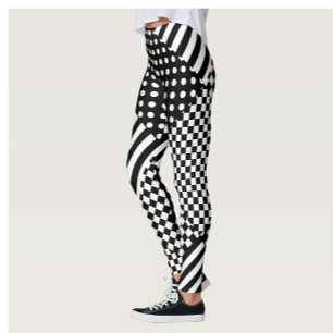 Leggings Stripes Check Harlequin Pois Conception mixte