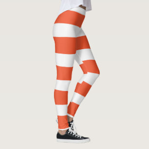 Leggings Stripes inégales - Orange et blanc