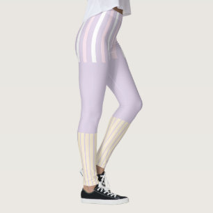 Leggings Stripes Pop Couleur - Rose Pastel, Jaune & Violet