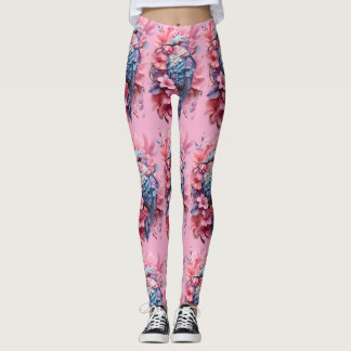 Leggings Stunning Pastel Hummingbird Floral