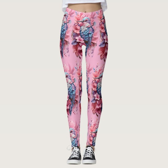 Leggings Stunning Pastel Hummingbird Floral (Devant)