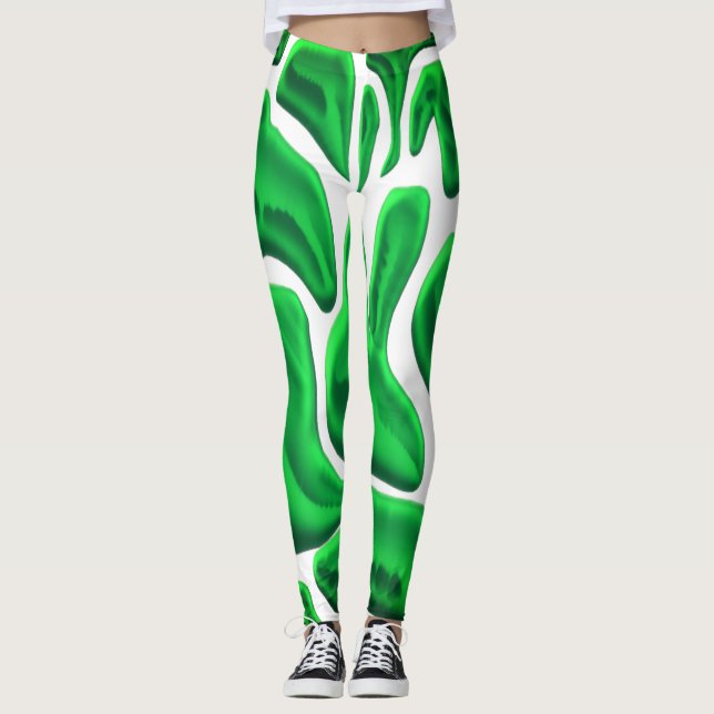 Leggings Style Abstrait associé à l'art numérique vert (Devant)