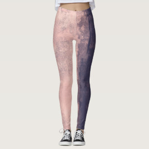 Leggings Style Art Structuré Bleu Marine Rose