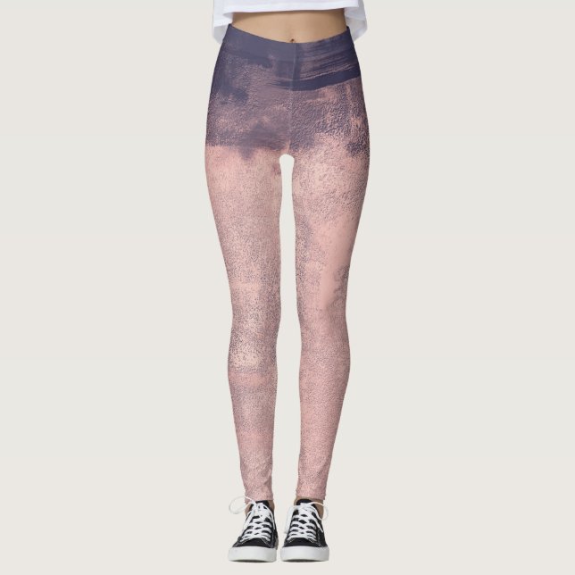 Leggings Style Art Structuré rose 2 bleu marine (Devant)