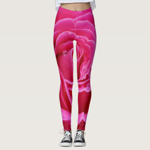 Leggings style chic moderne floral vert rouge Rose