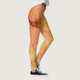 Leggings Style cuir ciré avec peinture usée, saumon