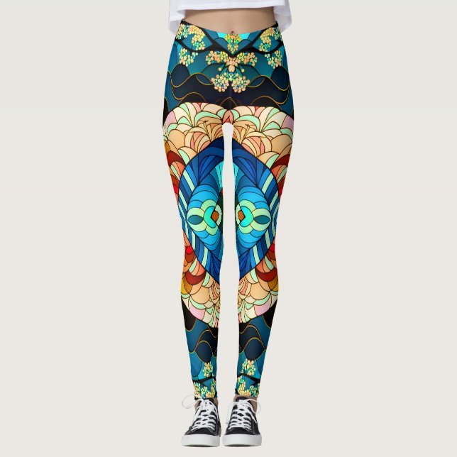 LEGGINGS STYLE D'ART JAPONAIS DE LA FORÊT SYMÉTRIQUE (Devant)