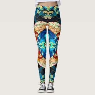 LEGGINGS STYLE D'ART JAPONAIS FORET SYMETRIQUE