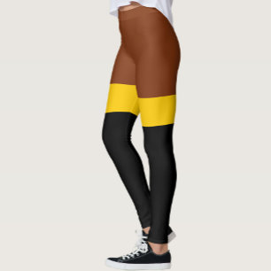 Leggings Style de bloc de couleur Brown jaune