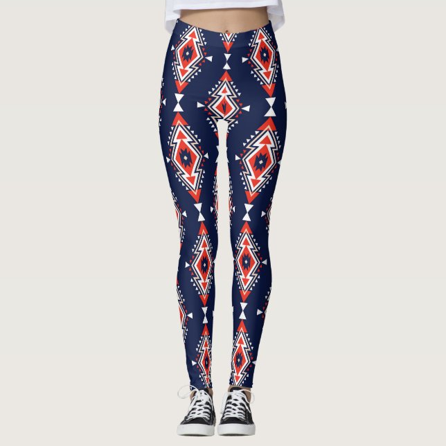 Leggings Style ethnique, motif sans couture géométrique. (Devant)