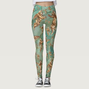 Leggings Style Golden Angels Aqua Turquoise