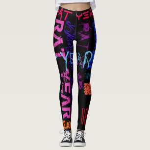Leggings Style Graffiti Rat répétitif Année Z Anniversai
