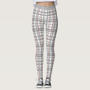 Leggings Style Gris Bourgogne écossaise Tartan Plaid Yoga
