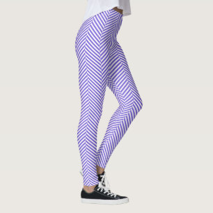 Leggings Style héringbone de chevron blanc pourpre Légend
