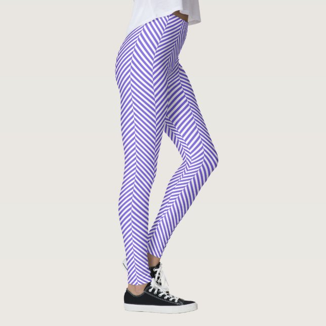 Leggings Style héronnerie violet blanc chevron (Droite)