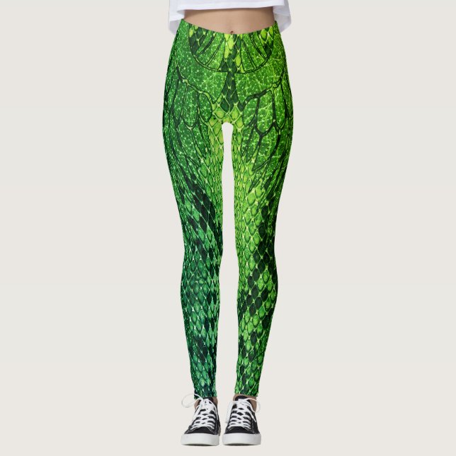 Leggings Style legging. de peau de serpent vert (Devant)