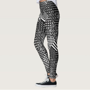Leggings Style minimaliste Motif mixte noir blanc
