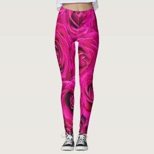 Leggings style moderne vert floral roses noir roug