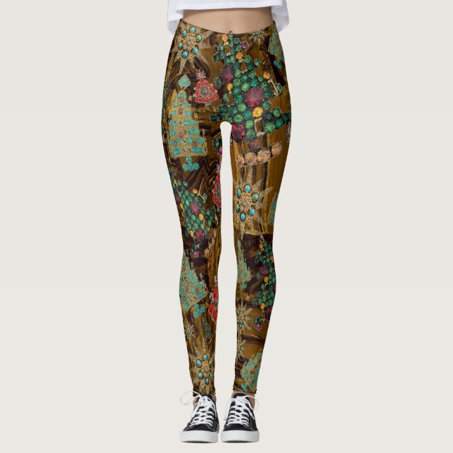 Leggings Style Noël Arbre Bijou Bling Tiger Fer (Devant)