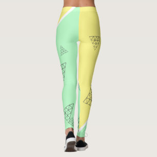 Leggings Style Pyramide Triangle Géométrie Pastel