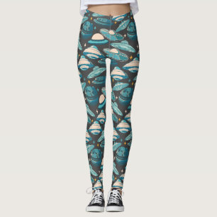 Leggings Style rétro Motif UFO. G gris D