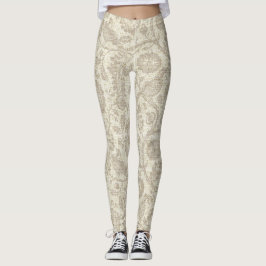 Leggings Style victorien Vin Floral Cascade Grande impressi