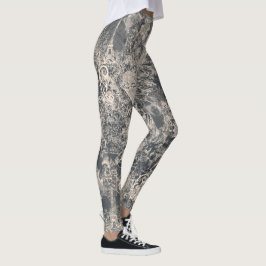 Leggings Stylish Black Paris Toile Design