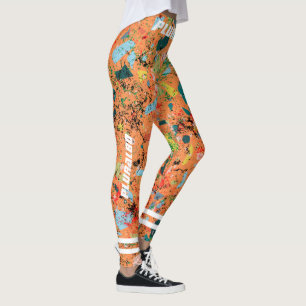 Leggings Stylish monogrammed orange motif entraînement