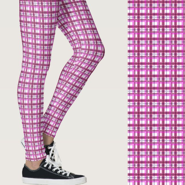 Leggings Stylish pink plaid geometric patterned (Créateur téléchargé)