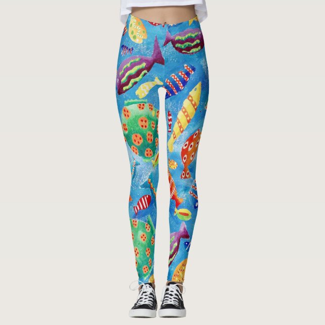 Leggings Stylish Tropical Fish Fun Patterned (Devant)