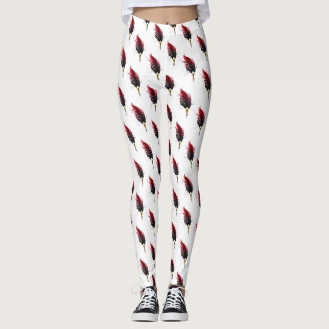 Leggings Stylo rouge en plumes avec nib or (Devant)