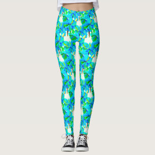 Leggings Sublime Himalaya Poppy Aqua Blue Floral Patte