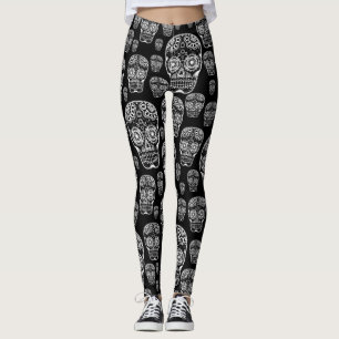 Leggings Sucre Crâne Noir Et Blanc